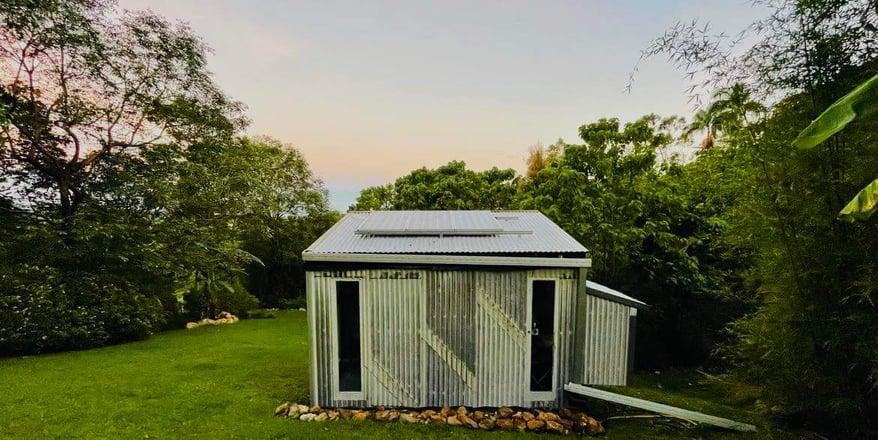 The Shed at dusk, Valdora Sunshine Coast
